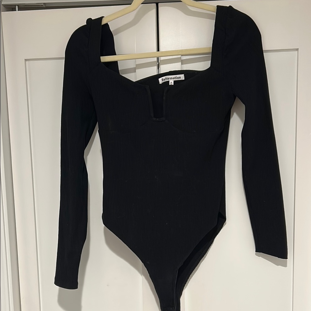 Reformation Elegant Black Bodysuit